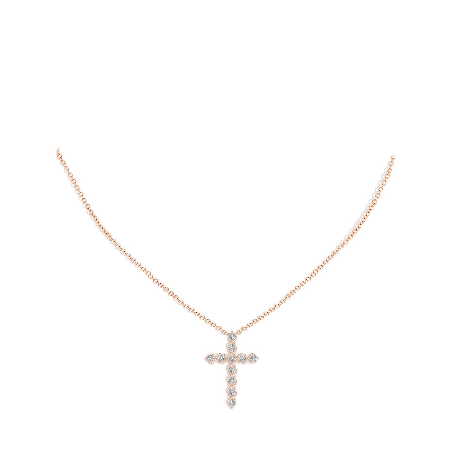 1.6mm IJI1I2 Prong and Bar Set Diamond Cross Pendant in 9K Rose Gold pen