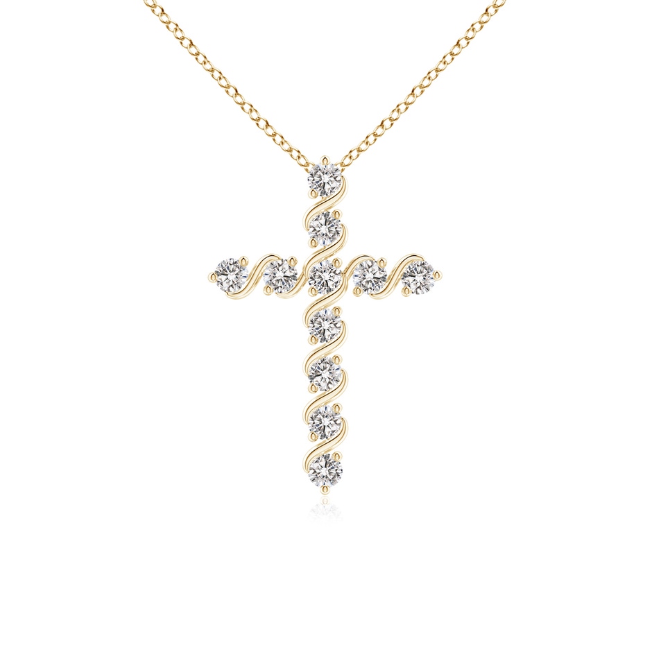 1.6mm IJI1I2 Prong and Bar Set Diamond Cross Pendant in Yellow Gold 
