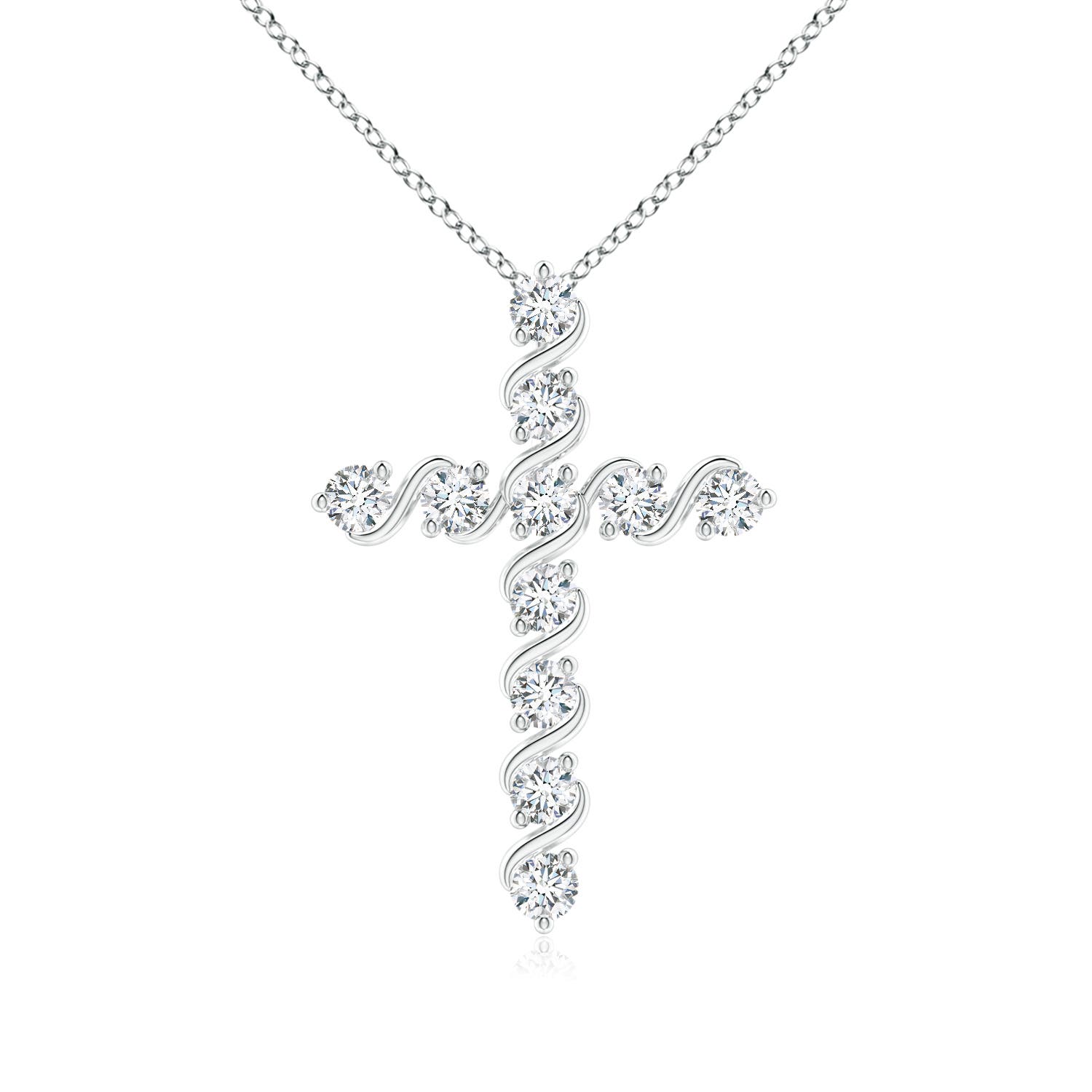 1.9mm GVS2 Prong and Bar Set Diamond Cross Pendant in 18K White Gold