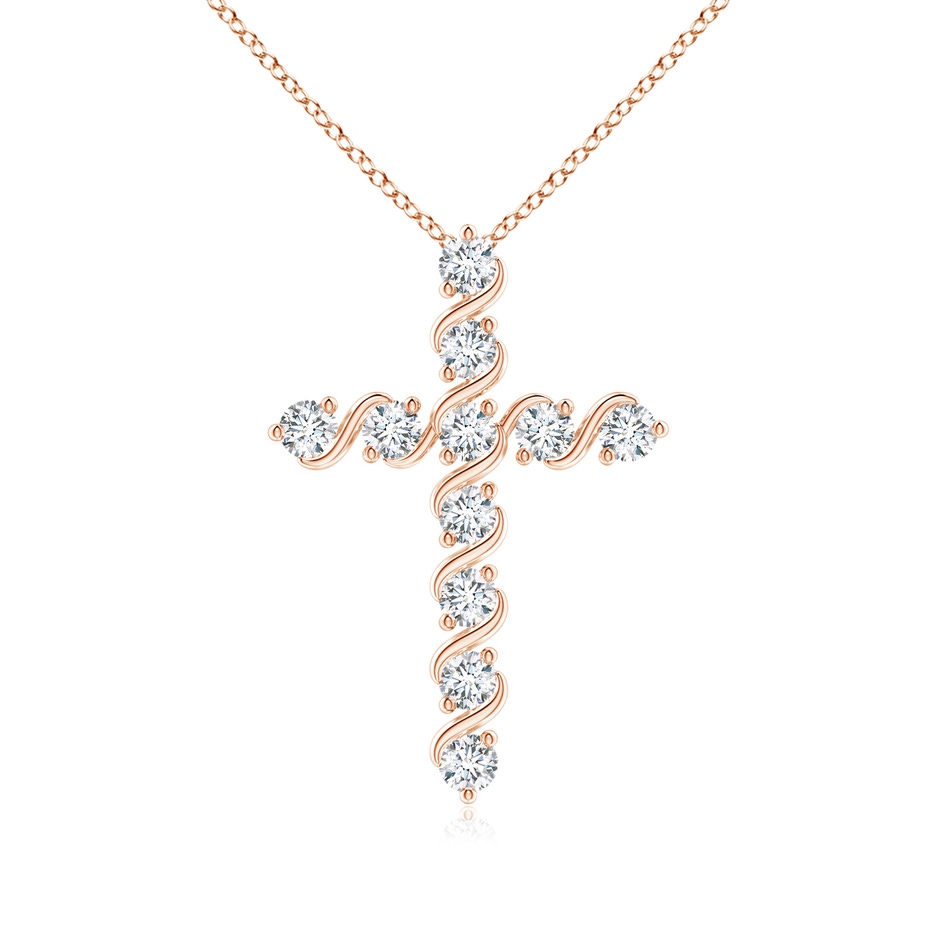 1.9mm GVS2 Prong and Bar Set Diamond Cross Pendant in Rose Gold 