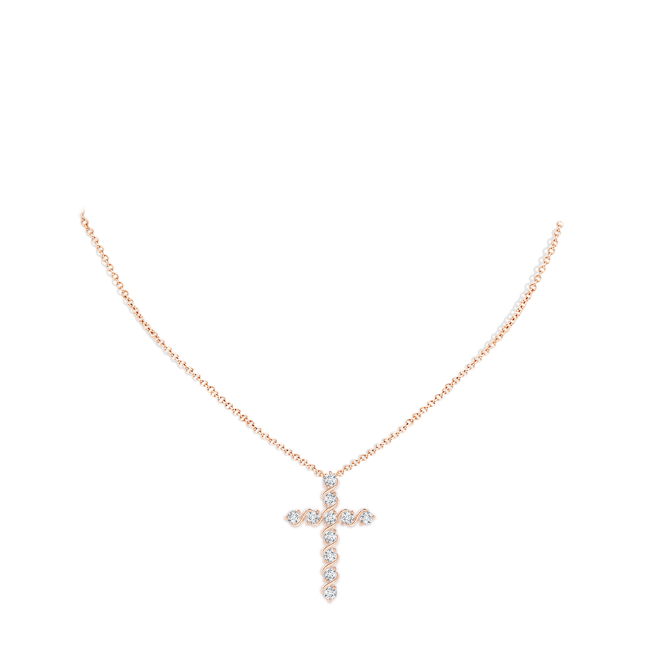 1.9mm GVS2 Prong and Bar Set Diamond Cross Pendant in Rose Gold pen