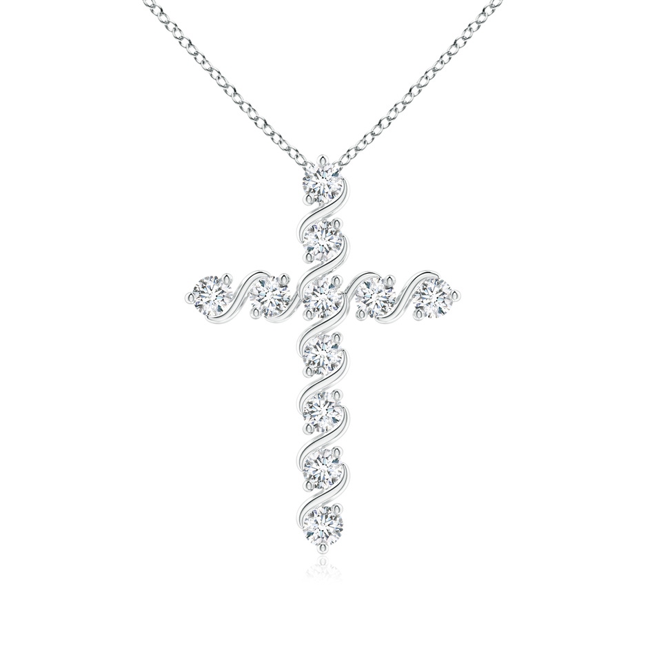 1.9mm GVS2 Prong and Bar Set Diamond Cross Pendant in White Gold 