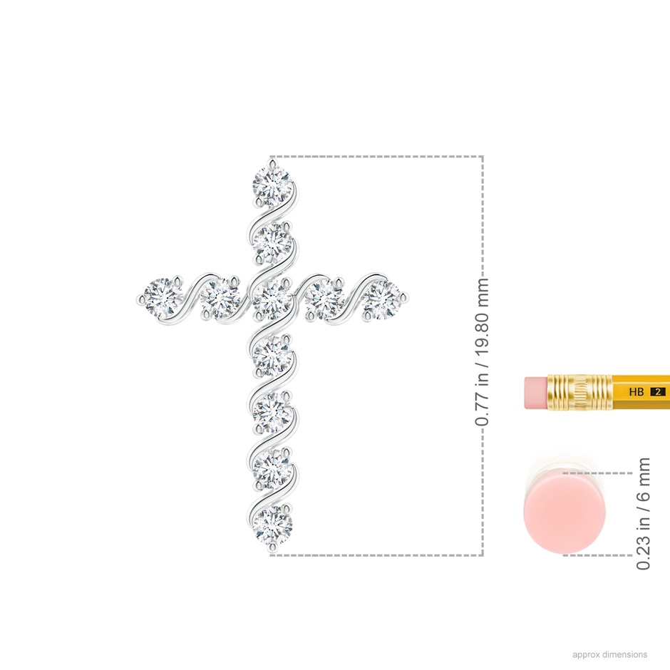 1.9mm GVS2 Prong and Bar Set Diamond Cross Pendant in White Gold ruler