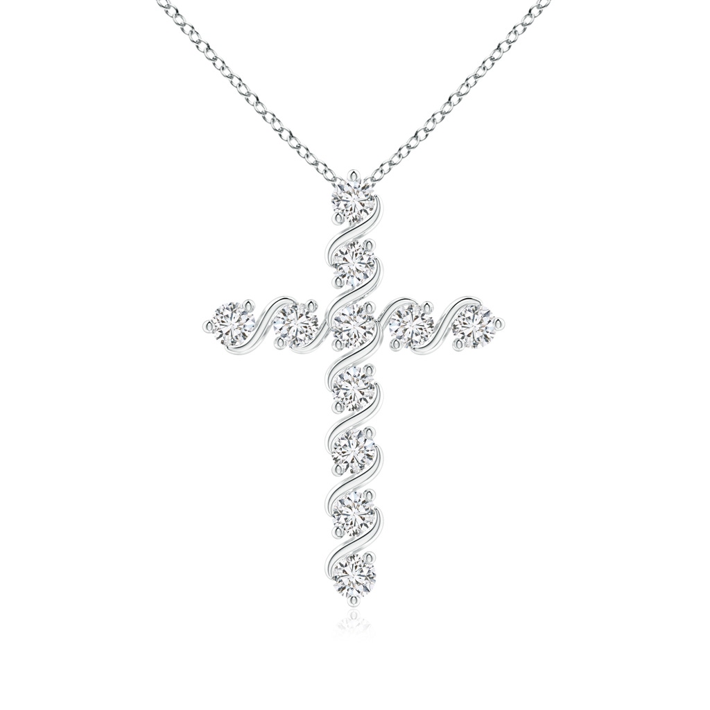 1.9mm HSI2 Prong and Bar Set Diamond Cross Pendant in White Gold
