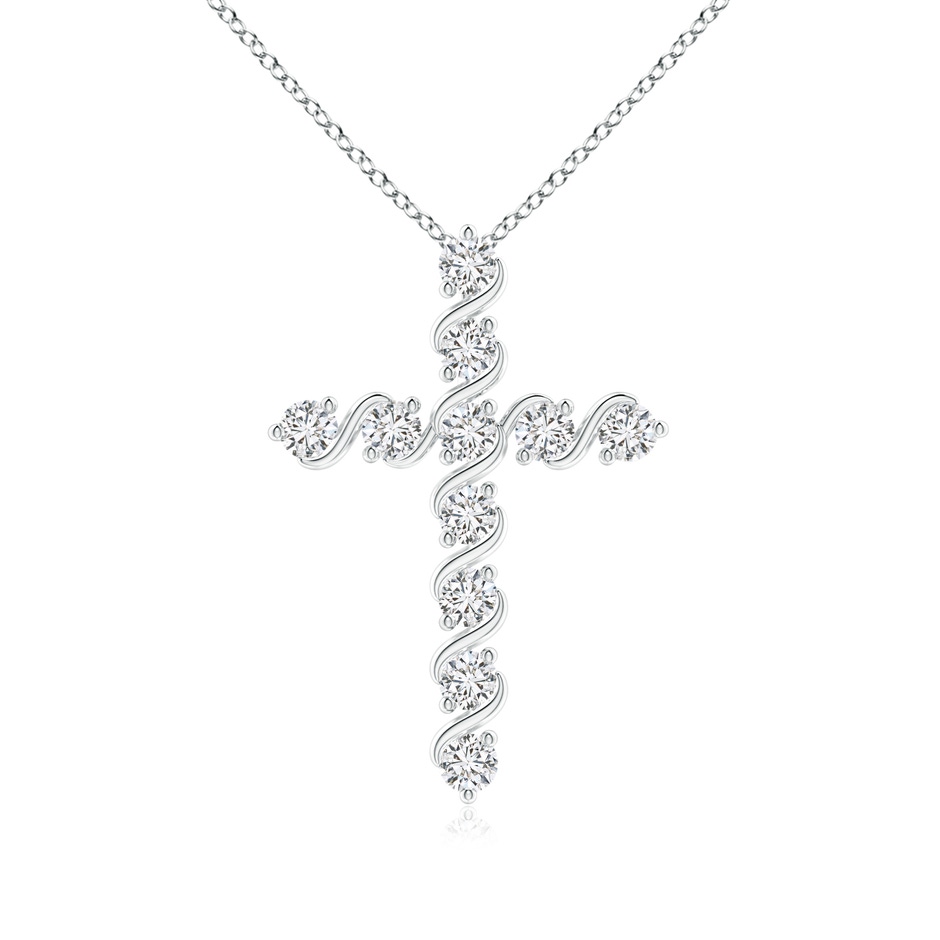 1.9mm HSI2 Prong and Bar Set Diamond Cross Pendant in White Gold 
