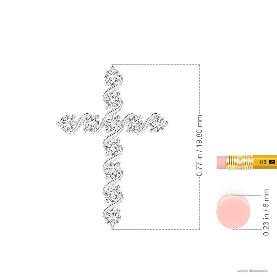 1.9mm HSI2 Prong and Bar Set Diamond Cross Pendant in White Gold ruler