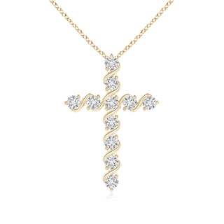 1.9mm HSI2 Prong and Bar Set Diamond Cross Pendant in Yellow Gold