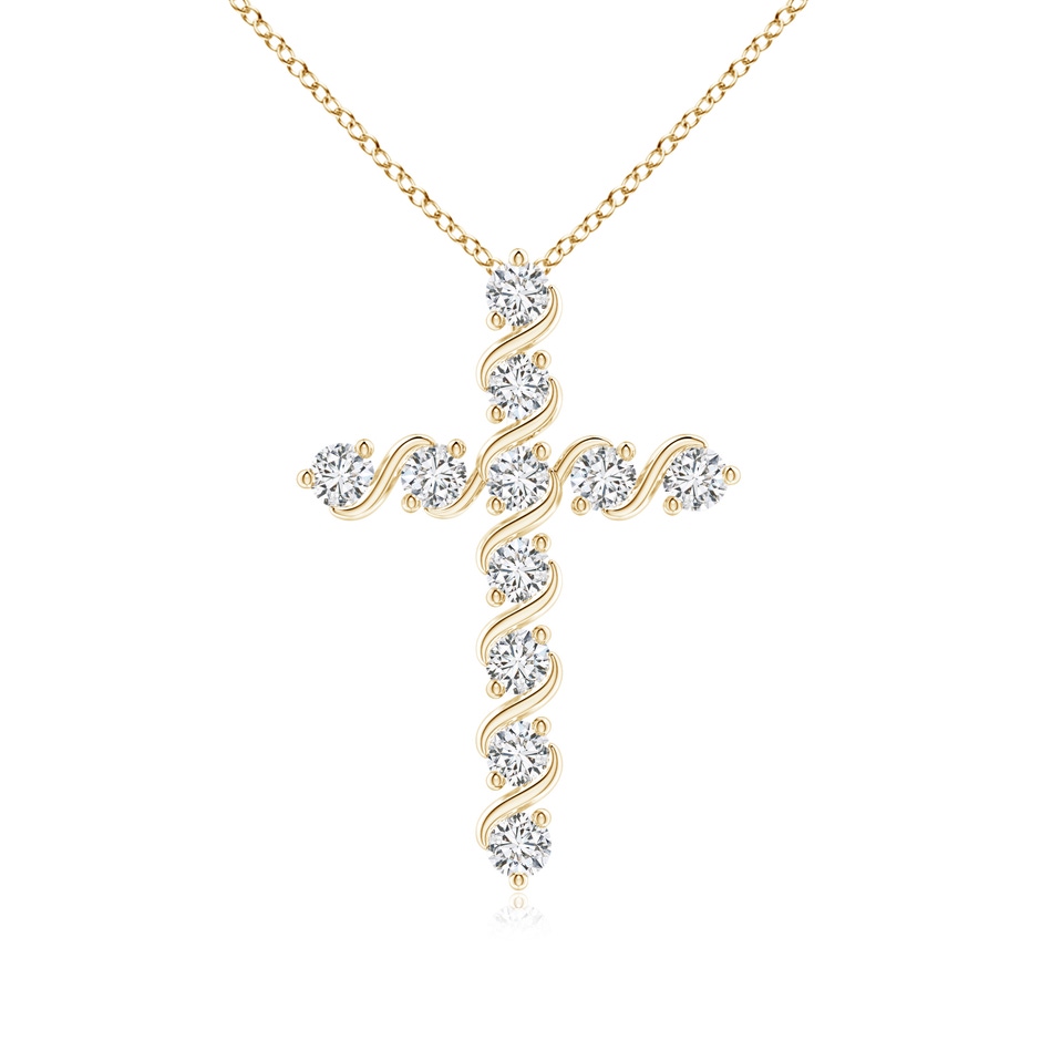 1.9mm HSI2 Prong and Bar Set Diamond Cross Pendant in Yellow Gold 