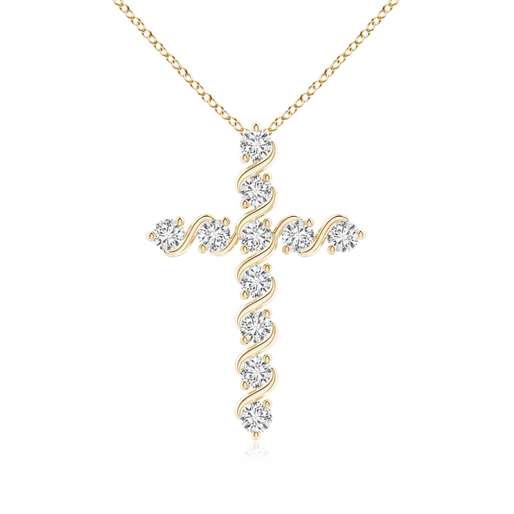 1.9mm HSI2 Prong and Bar Set Diamond Cross Pendant in Yellow Gold
