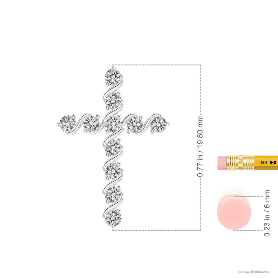 1.9mm KI3 Prong and Bar Set Diamond Cross Pendant in White Gold ruler
