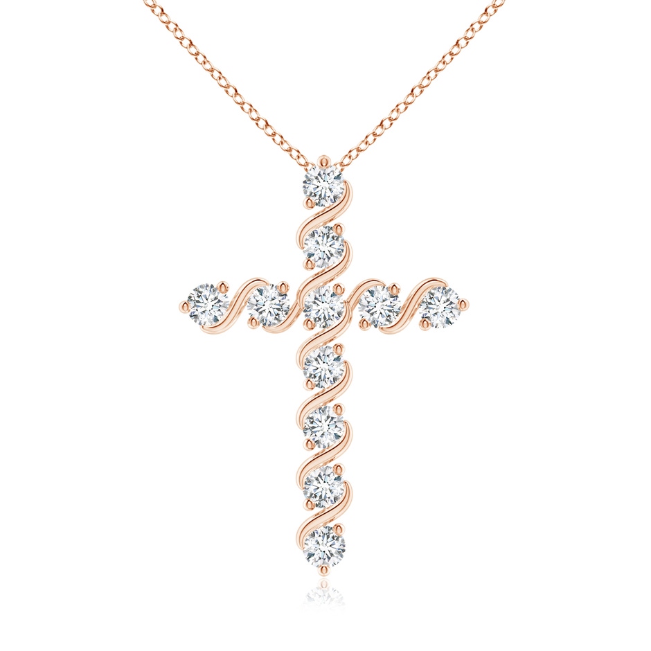 2.5mm GVS2 Prong and Bar Set Diamond Cross Pendant in Rose Gold 