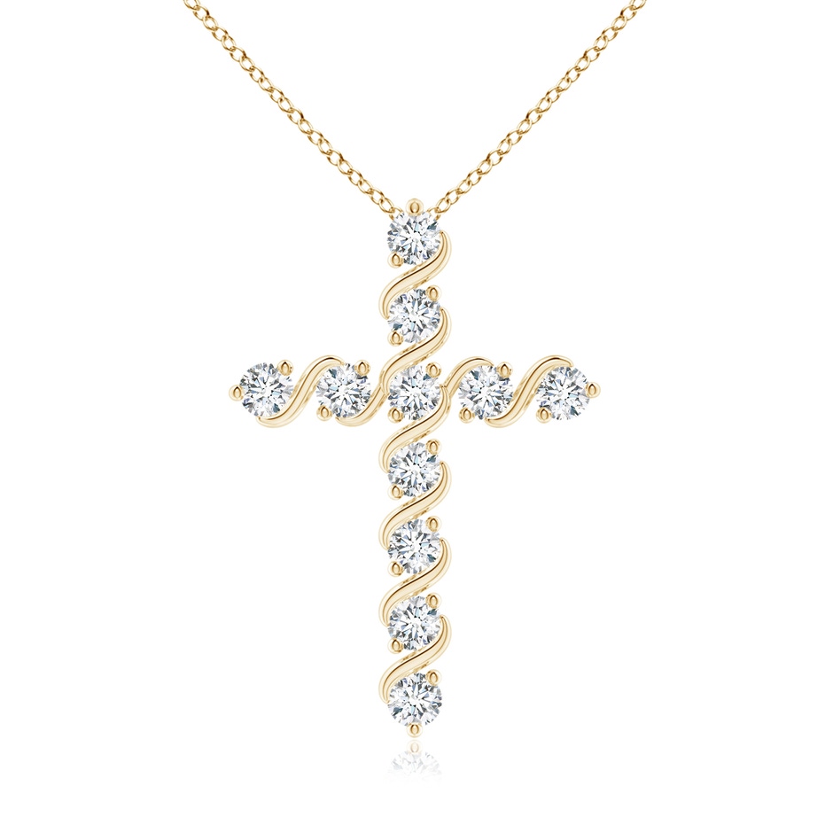 2.5mm GVS2 Prong and Bar Set Diamond Cross Pendant in Yellow Gold 