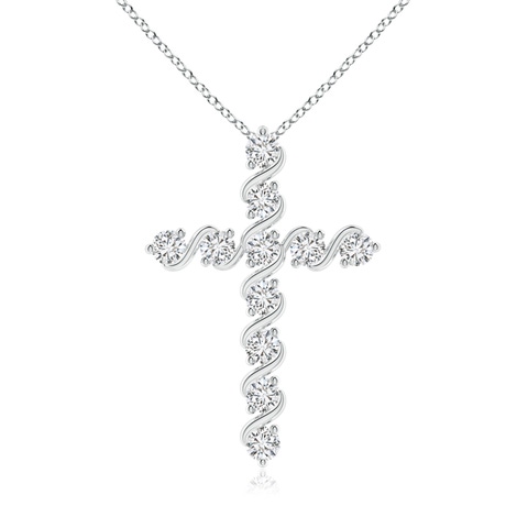 2.5mm HSI2 Prong and Bar Set Diamond Cross Pendant in 18K White Gold