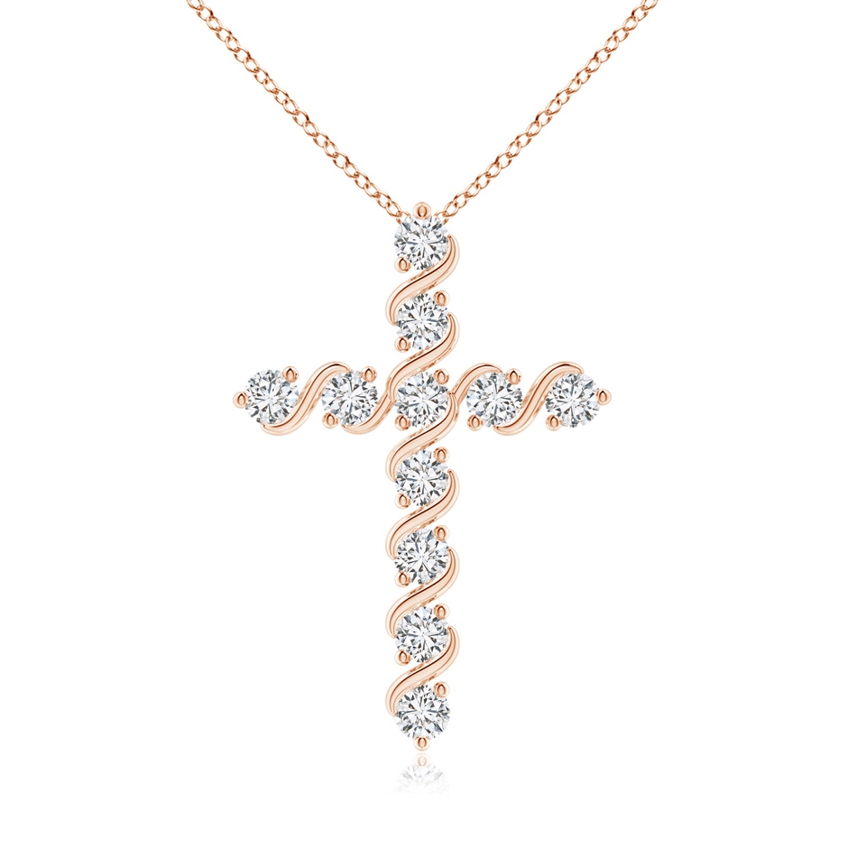 2.5mm HSI2 Prong and Bar Set Diamond Cross Pendant in Rose Gold 