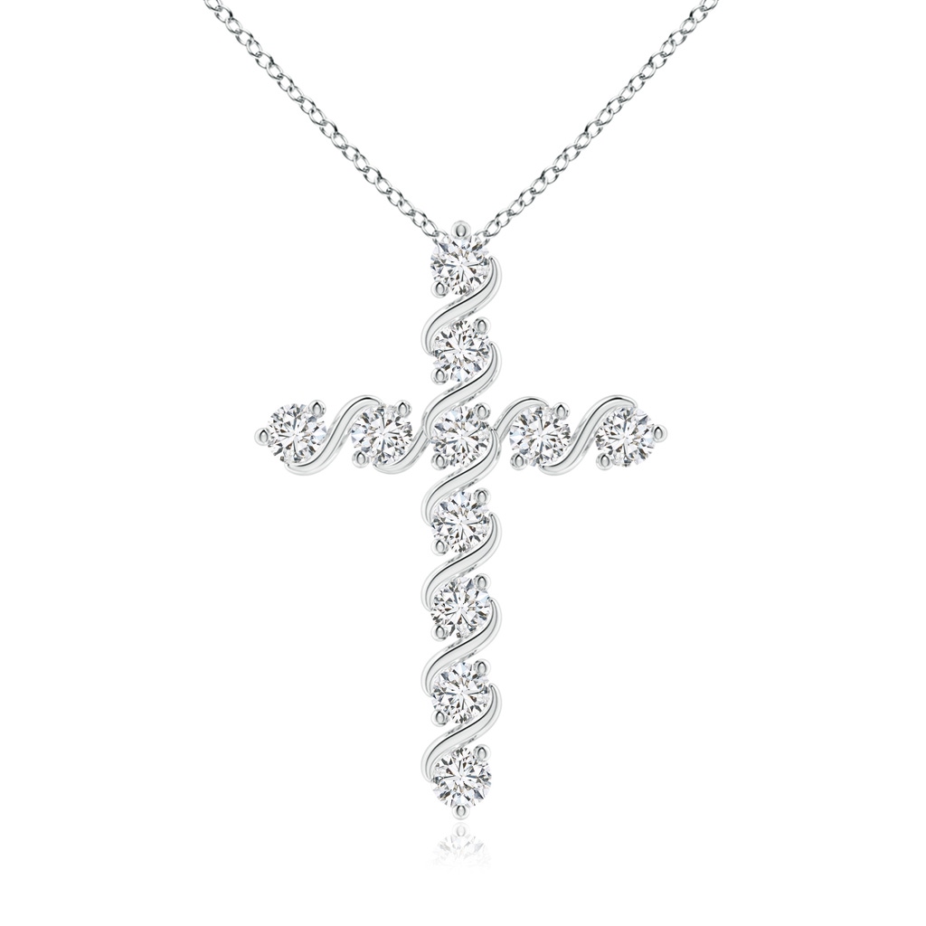 2.5mm HSI2 Prong and Bar Set Diamond Cross Pendant in White Gold