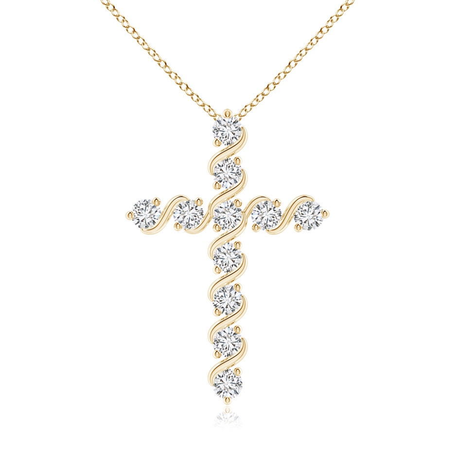 2.5mm HSI2 Prong and Bar Set Diamond Cross Pendant in Yellow Gold 