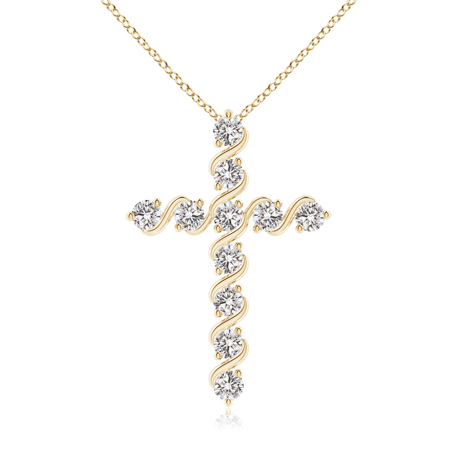 2.5mm IJI1I2 Prong and Bar Set Diamond Cross Pendant in Yellow Gold 