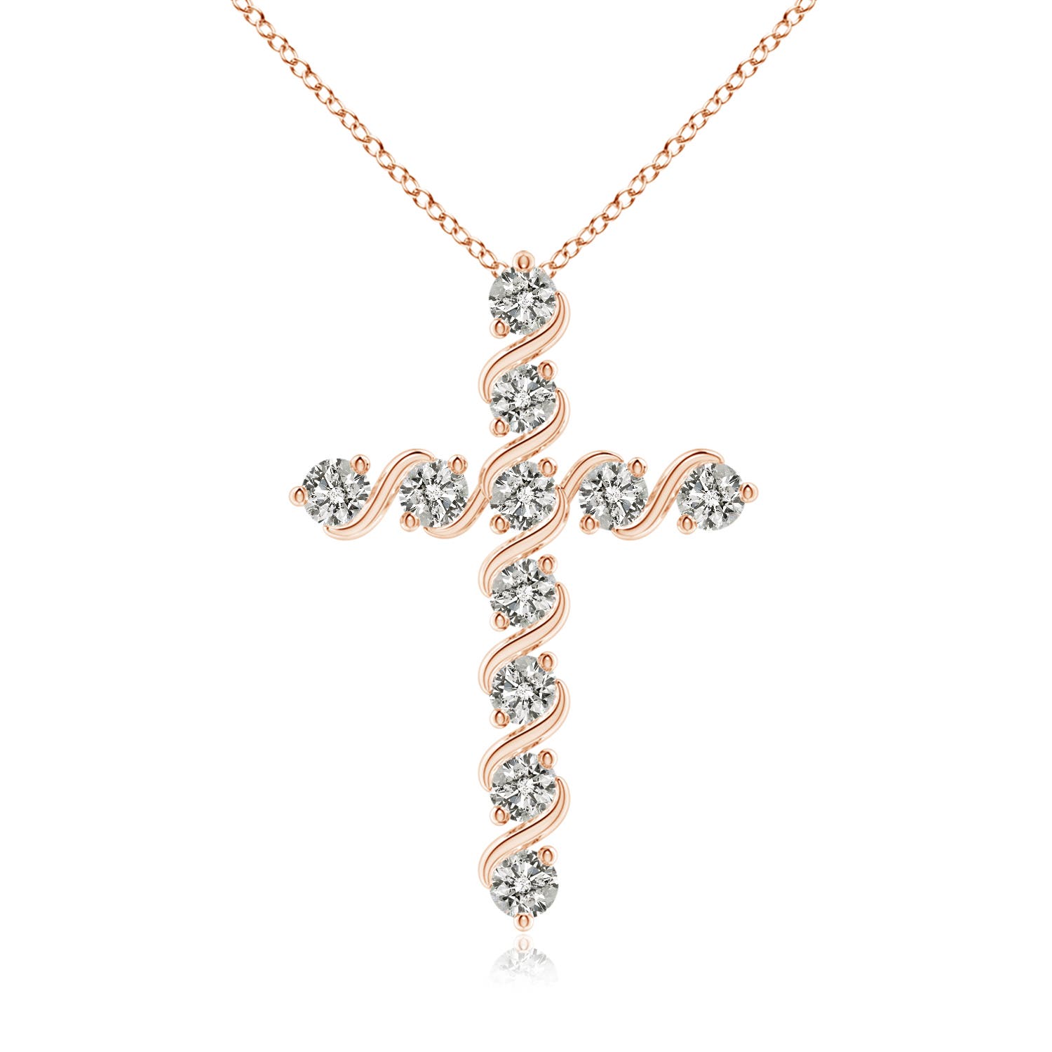 2.5mm KI3 Prong and Bar Set Diamond Cross Pendant in 18CT Rose Gold