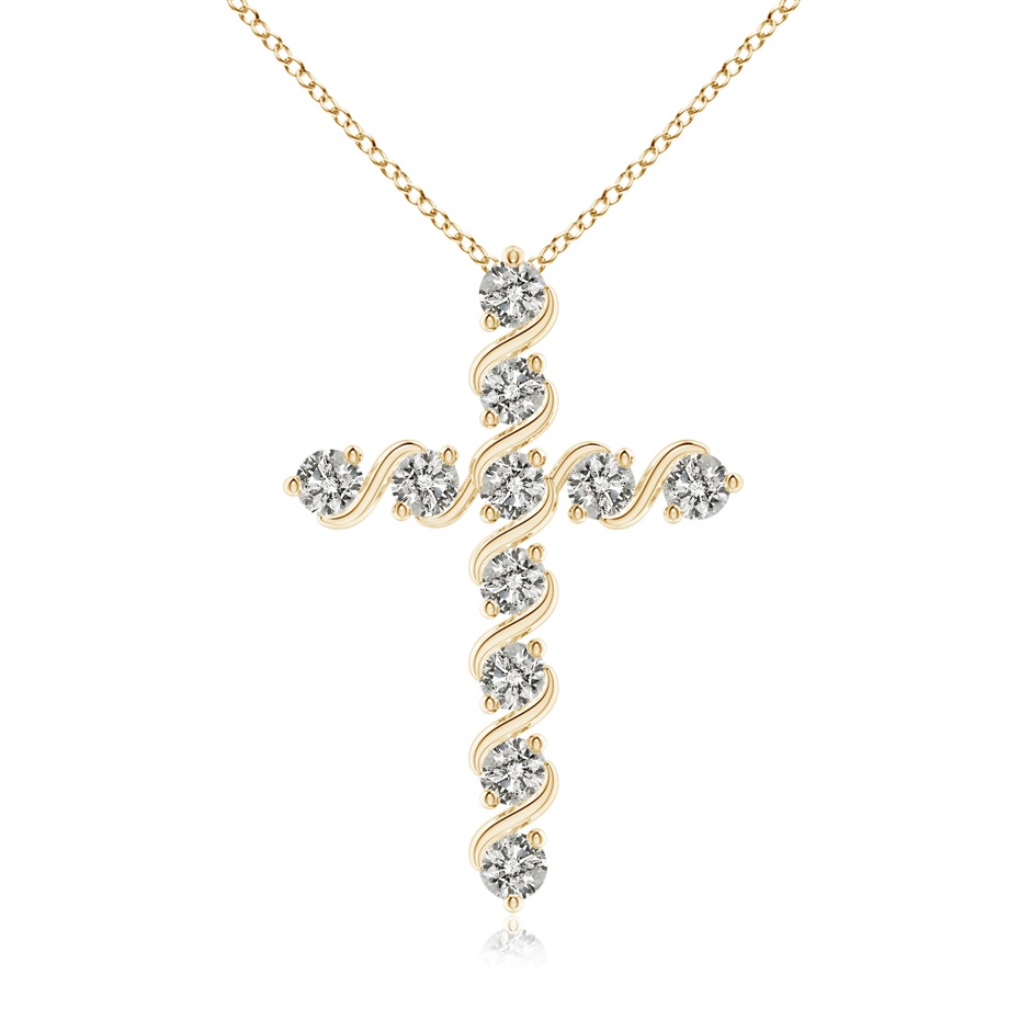 2.5mm KI3 Prong and Bar Set Diamond Cross Pendant in Yellow Gold 