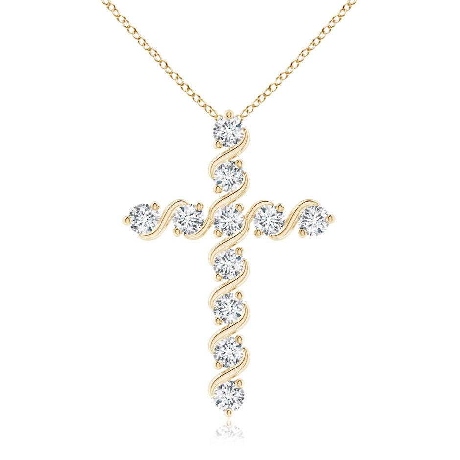 2.9mm GVS2 Prong and Bar Set Diamond Cross Pendant in Yellow Gold 
