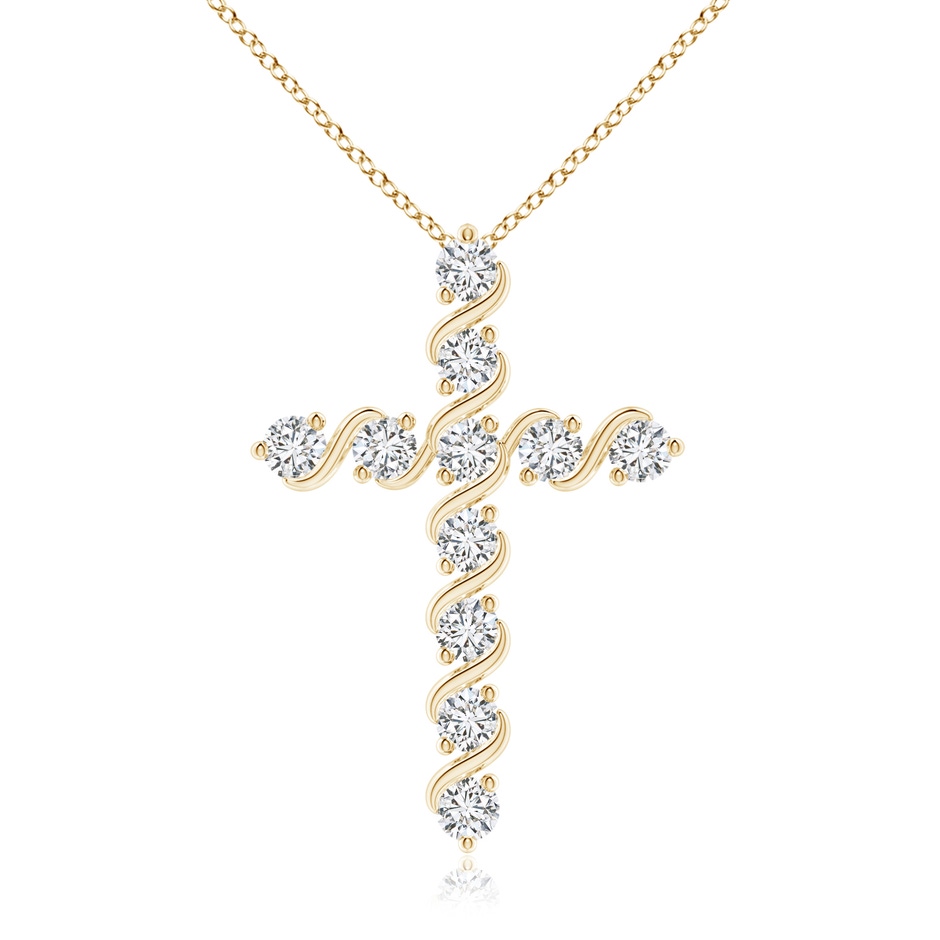 2.9mm HSI2 Prong and Bar Set Diamond Cross Pendant in Yellow Gold 