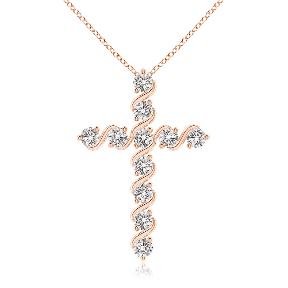 2.9mm IJI1I2 Prong and Bar Set Diamond Cross Pendant in Rose Gold 