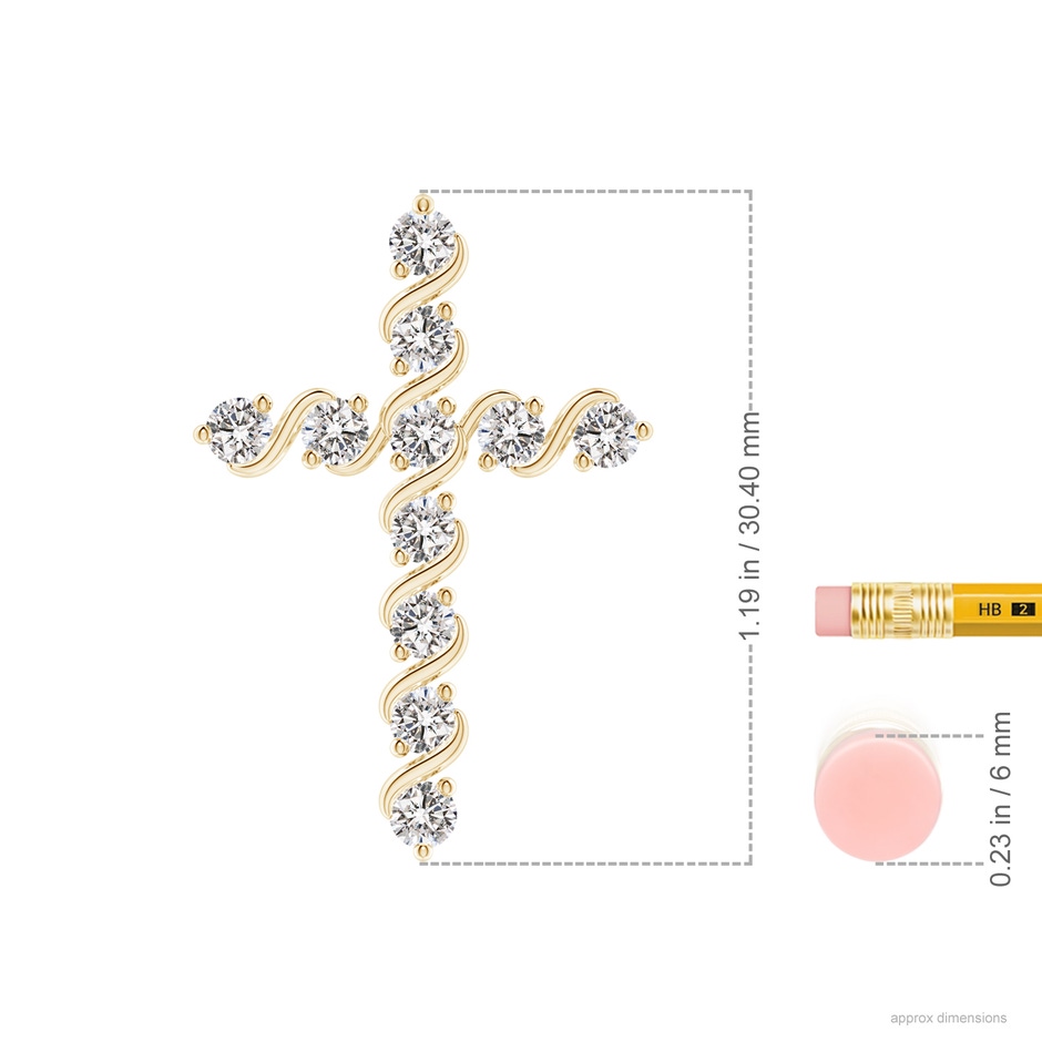 2.9mm IJI1I2 Prong and Bar Set Diamond Cross Pendant in Yellow Gold ruler