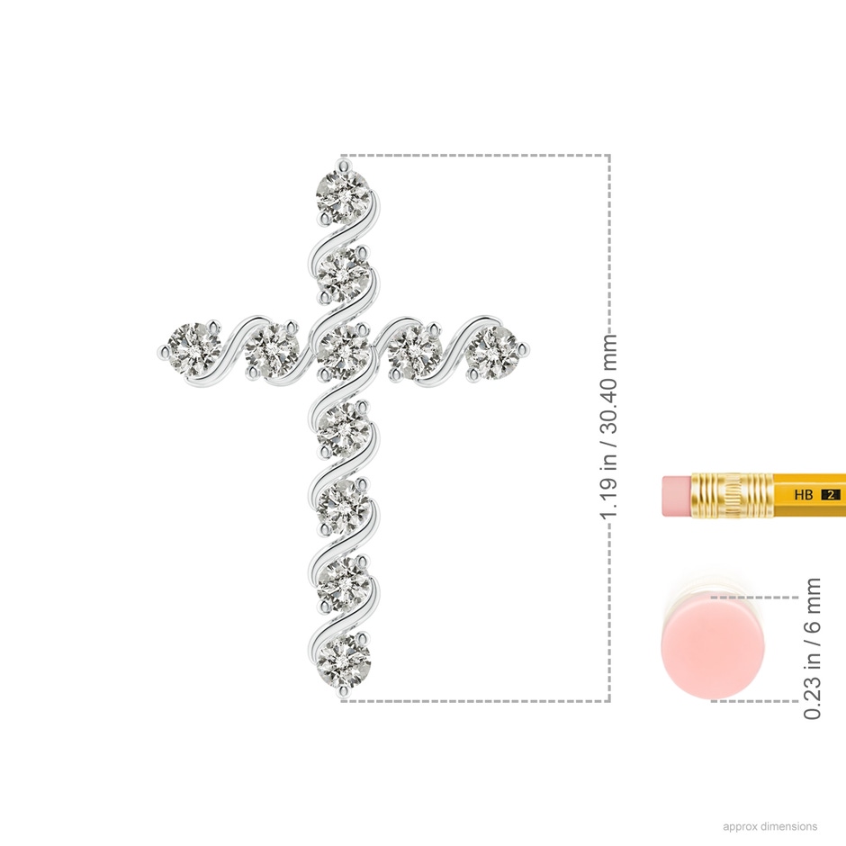 2.9mm KI3 Prong and Bar Set Diamond Cross Pendant in P950 Platinum ruler