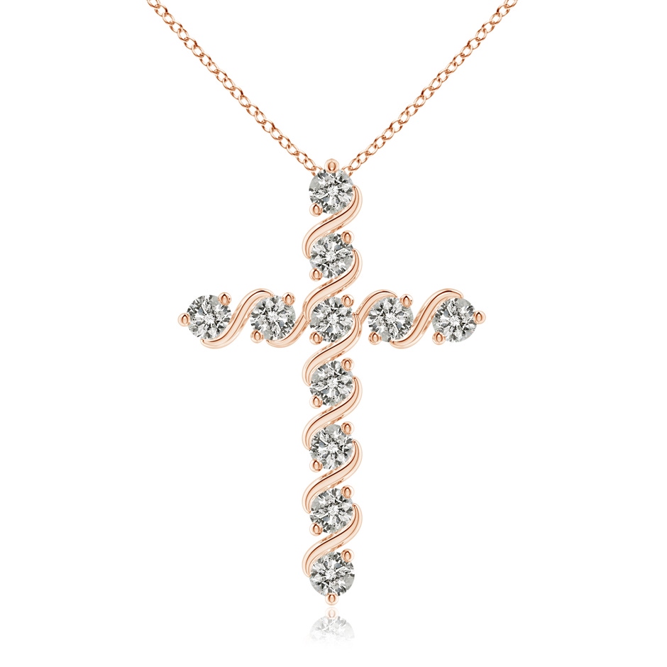 2.9mm KI3 Prong and Bar Set Diamond Cross Pendant in Rose Gold 