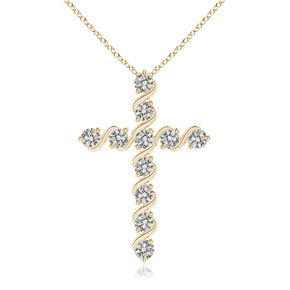 2.9mm KI3 Prong and Bar Set Diamond Cross Pendant in Yellow Gold 