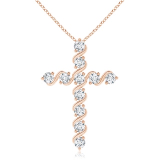 3.3mm GVS2 Prong and Bar Set Diamond Cross Pendant in 9K Rose Gold