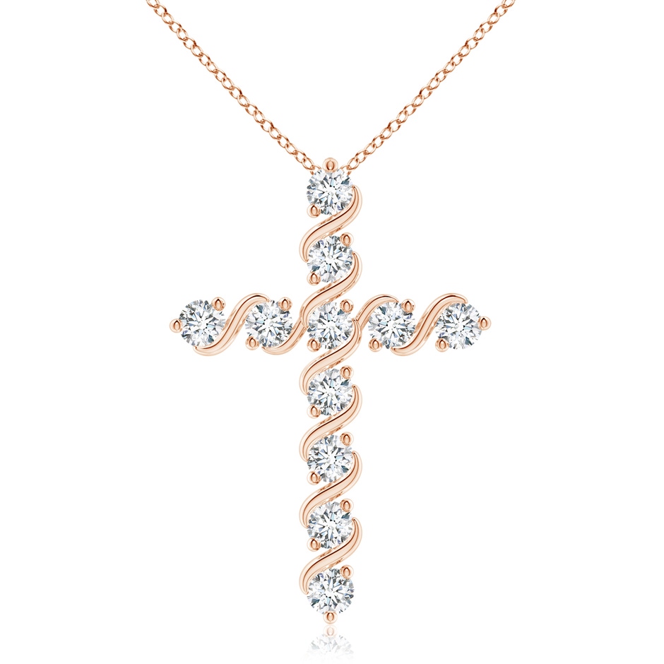 3.3mm GVS2 Prong and Bar Set Diamond Cross Pendant in Rose Gold 