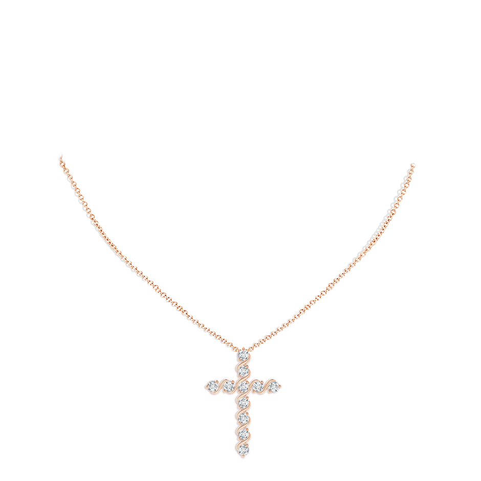 3.3mm GVS2 Prong and Bar Set Diamond Cross Pendant in Rose Gold pen