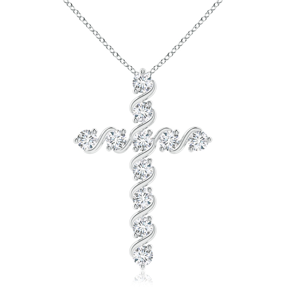 3.3mm GVS2 Prong and Bar Set Diamond Cross Pendant in White Gold 