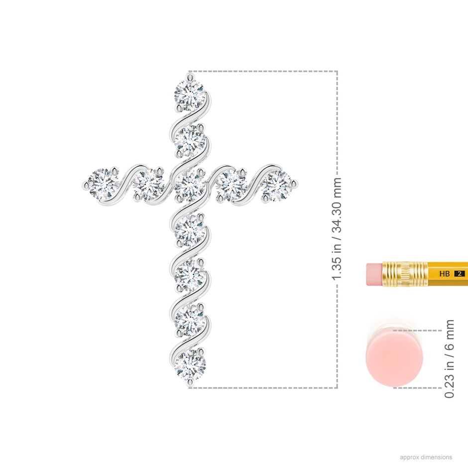 3.3mm GVS2 Prong and Bar Set Diamond Cross Pendant in White Gold ruler