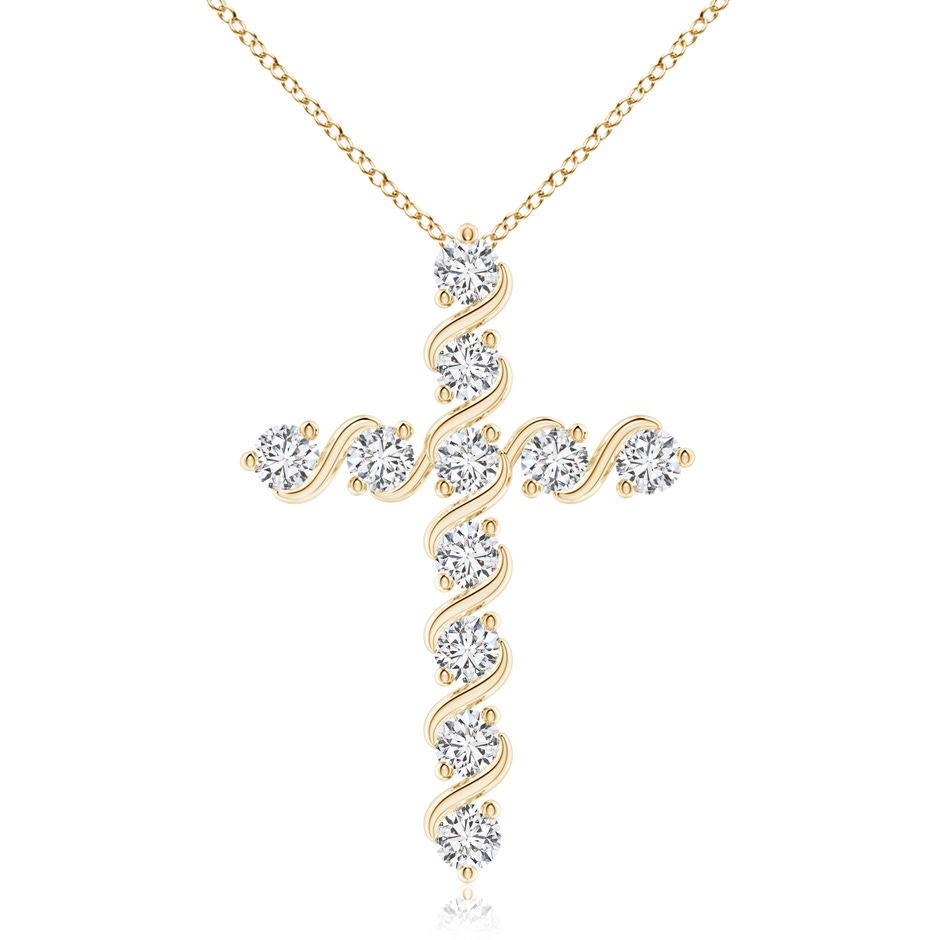 3.3mm HSI2 Prong and Bar Set Diamond Cross Pendant in Yellow Gold 