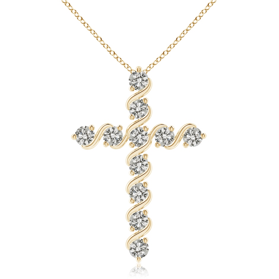 3.3mm KI3 Prong and Bar Set Diamond Cross Pendant in 18K Yellow Gold 