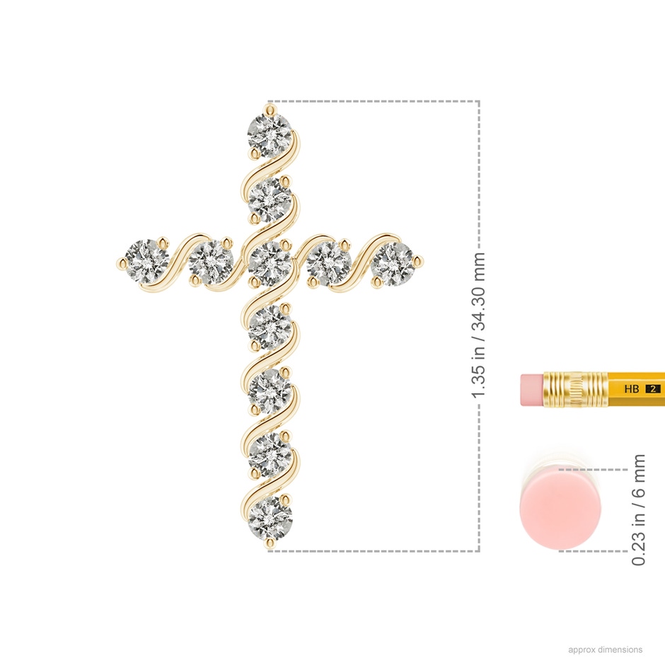 3.3mm KI3 Prong and Bar Set Diamond Cross Pendant in 18K Yellow Gold ruler