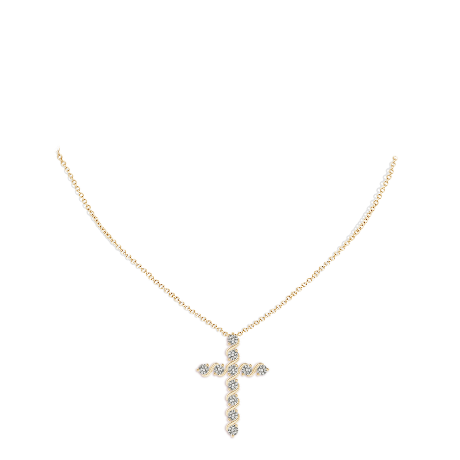 3.3mm KI3 Prong and Bar Set Diamond Cross Pendant in 18K Yellow Gold pen