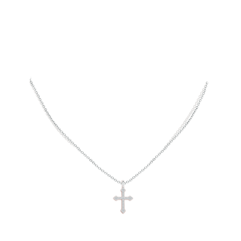 0.9mm GVS2 Vintage Style Pave-Set Diamond Cross Pendant in P950 Platinum body-neck