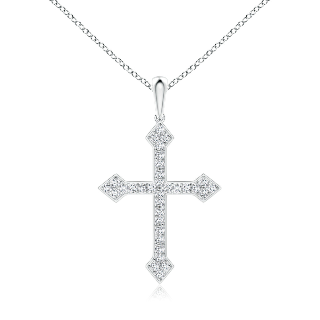 1mm GVS2 Vintage Style Pave-Set Diamond Cross Pendant in White Gold