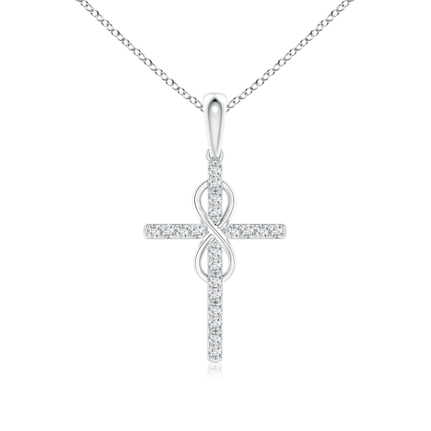 0.9mm GVS2 Diamond Cross and Infinity Pendant in 18CT White Gold