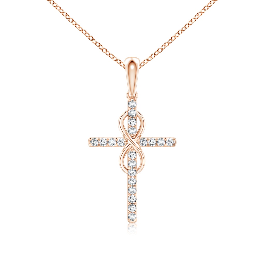 0.9mm GVS2 Diamond Cross and Infinity Pendant in Rose Gold