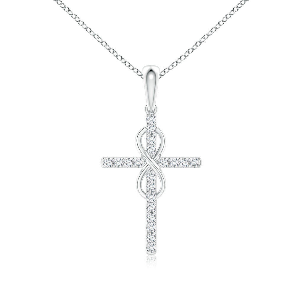 0.9mm GVS2 Diamond Cross and Infinity Pendant in White Gold