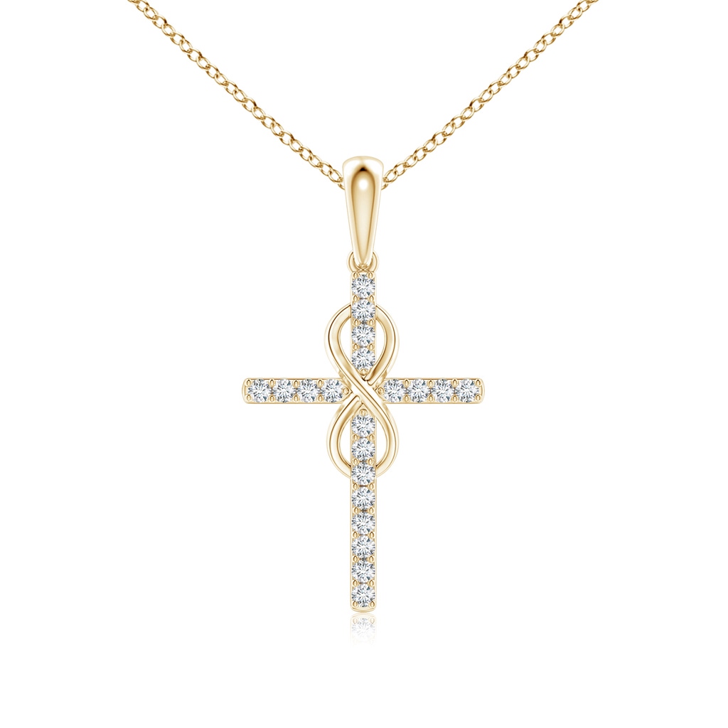 0.9mm GVS2 Diamond Cross and Infinity Pendant in Yellow Gold