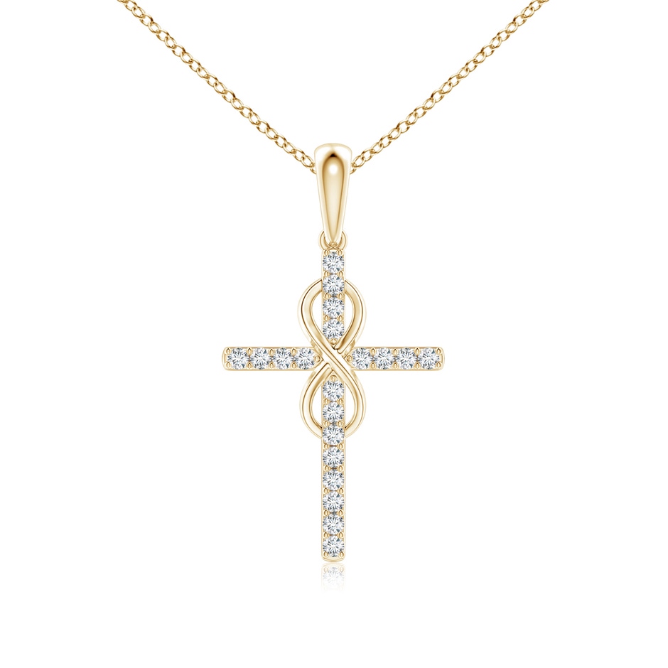 0.9mm GVS2 Diamond Cross and Infinity Pendant in Yellow Gold 