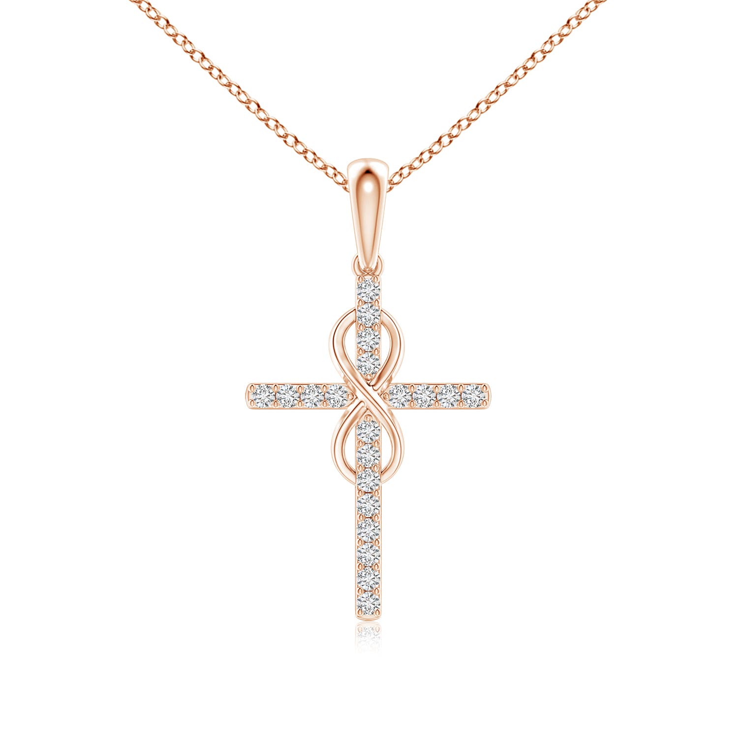 0.9mm HSI2 Diamond Cross and Infinity Pendant in 18CT Rose Gold