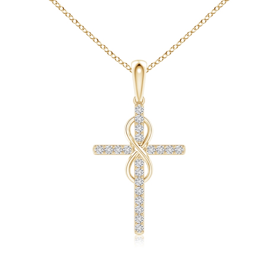 0.9mm HSI2 Diamond Cross and Infinity Pendant in 18K Yellow Gold 