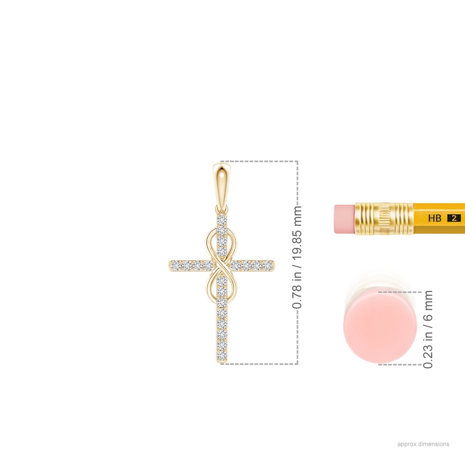 0.9mm HSI2 Diamond Cross and Infinity Pendant in 18K Yellow Gold ruler