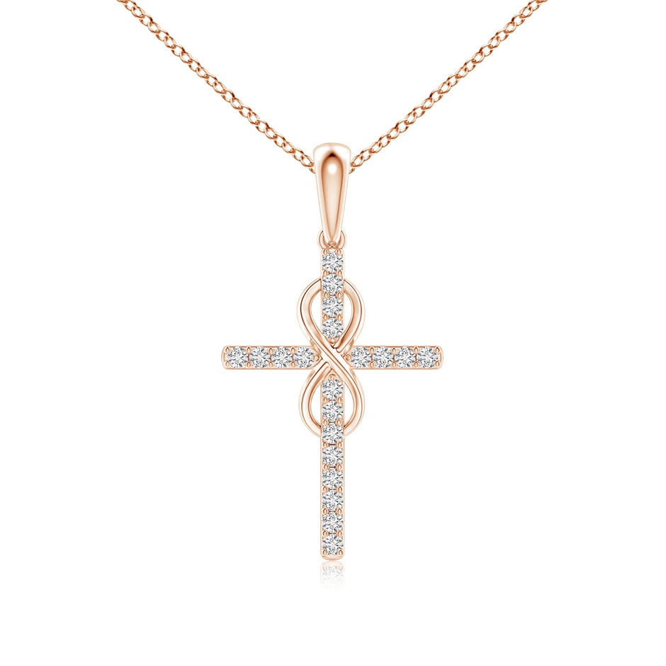 0.9mm HSI2 Diamond Cross and Infinity Pendant in Rose Gold 